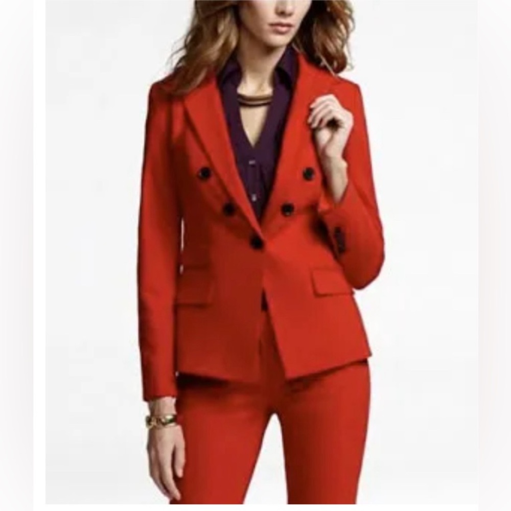 Express Hourglass Red Faux Double Breasted Blazer